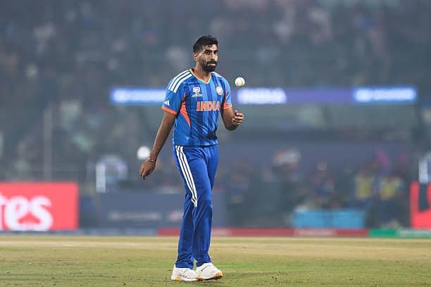 Bumrah preparing to deliver another fast and accurate spell.